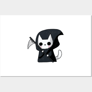 Grim reaper cat drawing Posters and Art